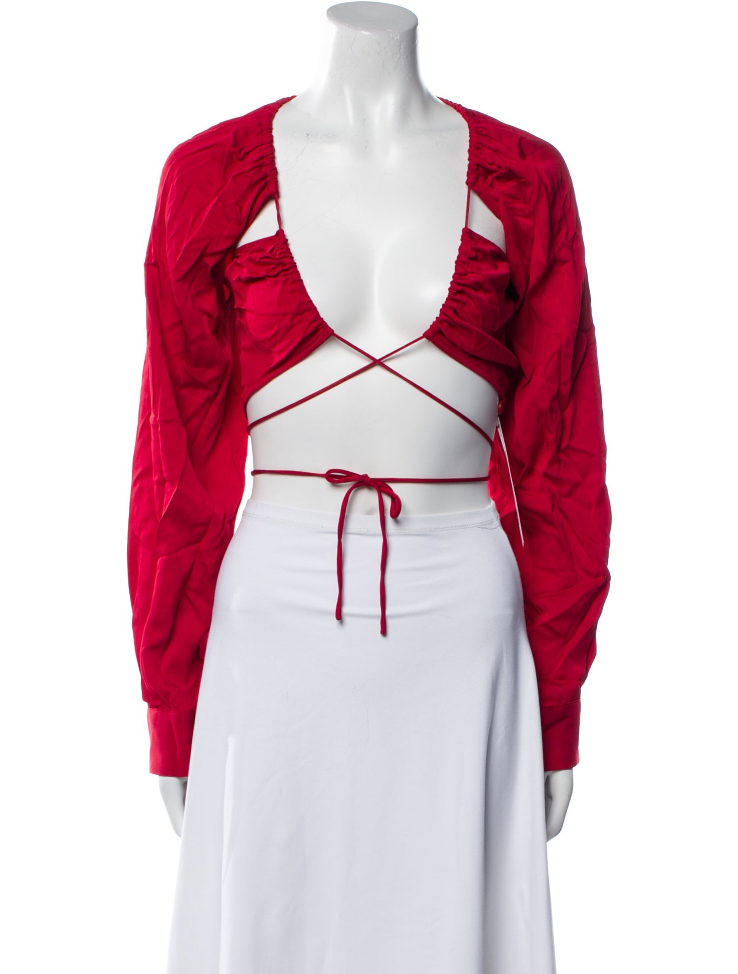 Christopher Esber V-Neck Long Sleeve Crop Top