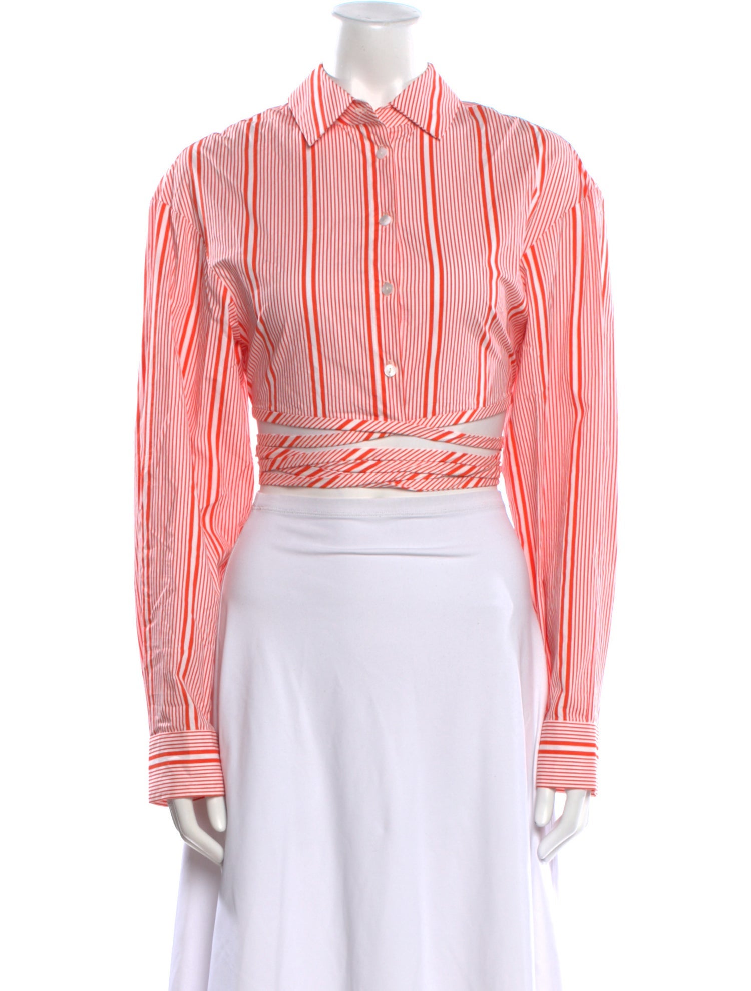 Christopher Esber Striped Long Sleeve Crop Top w/ Tags