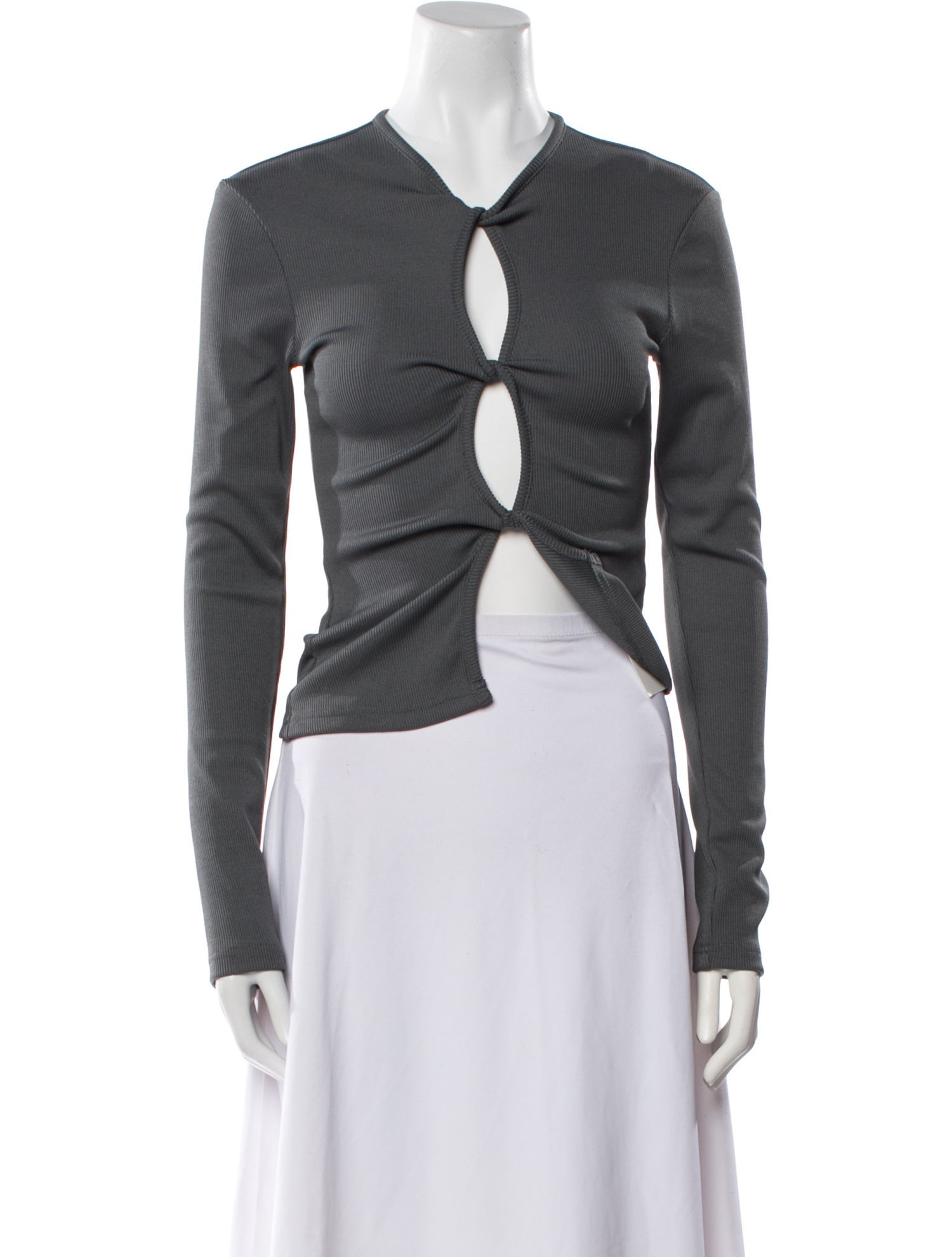 Christopher Esber V-Neck Long Sleeve Crop Top