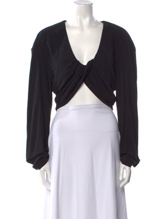 Christopher Esber V-Neck Long Sleeve Crop Top