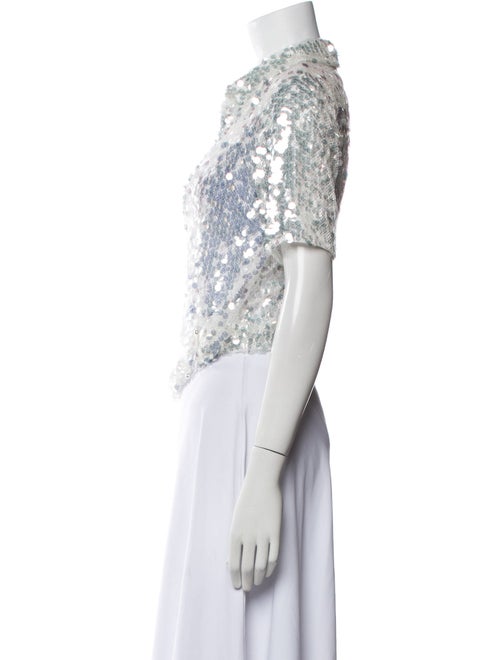 Christopher Esber Floral Print Mock Neck Crop Top