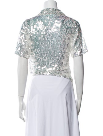 Christopher Esber Floral Print Mock Neck Crop Top