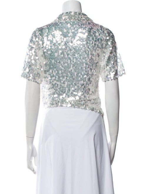 Christopher Esber Floral Print Mock Neck Crop Top