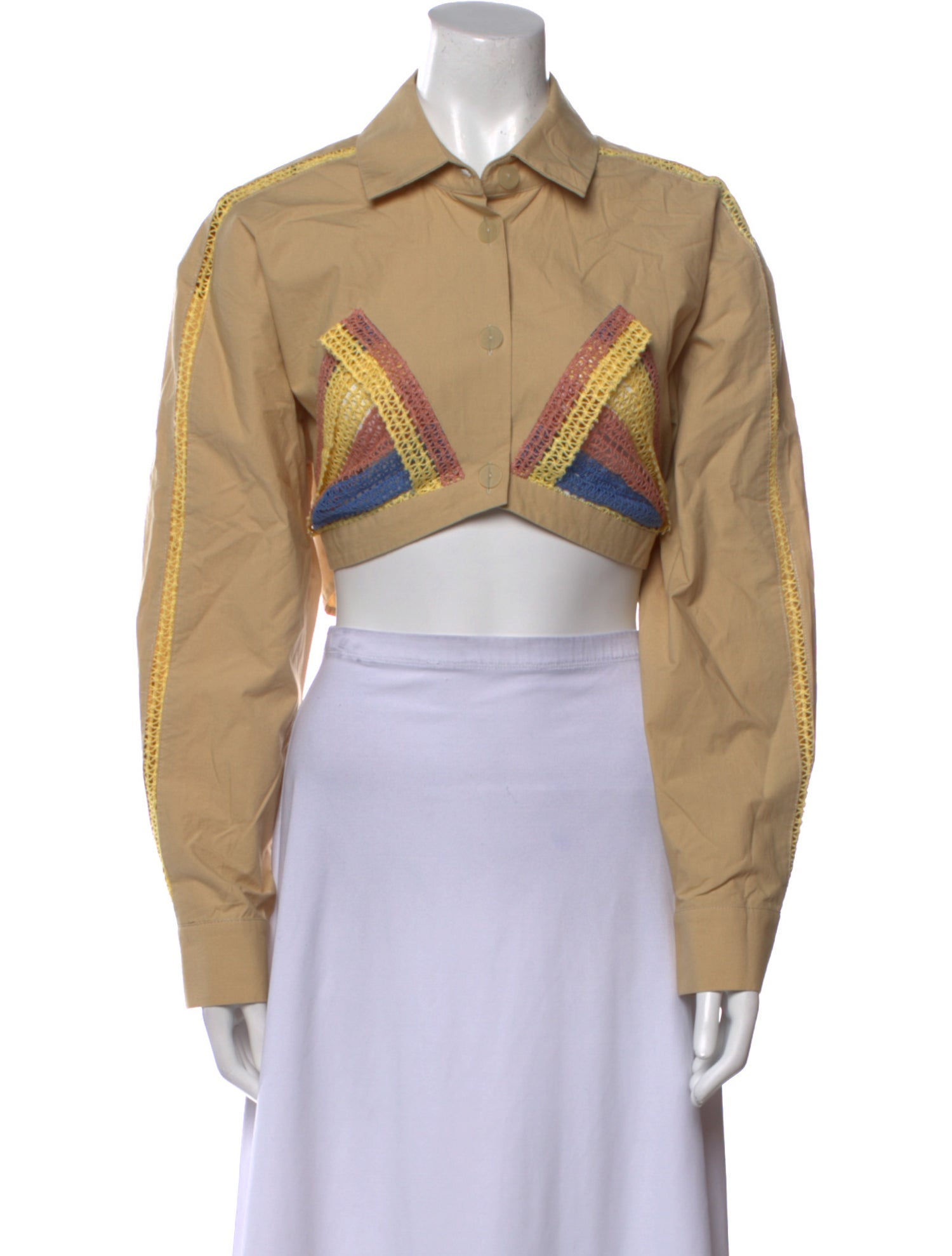 Christopher Esber Graphic Print Long Sleeve Crop Top