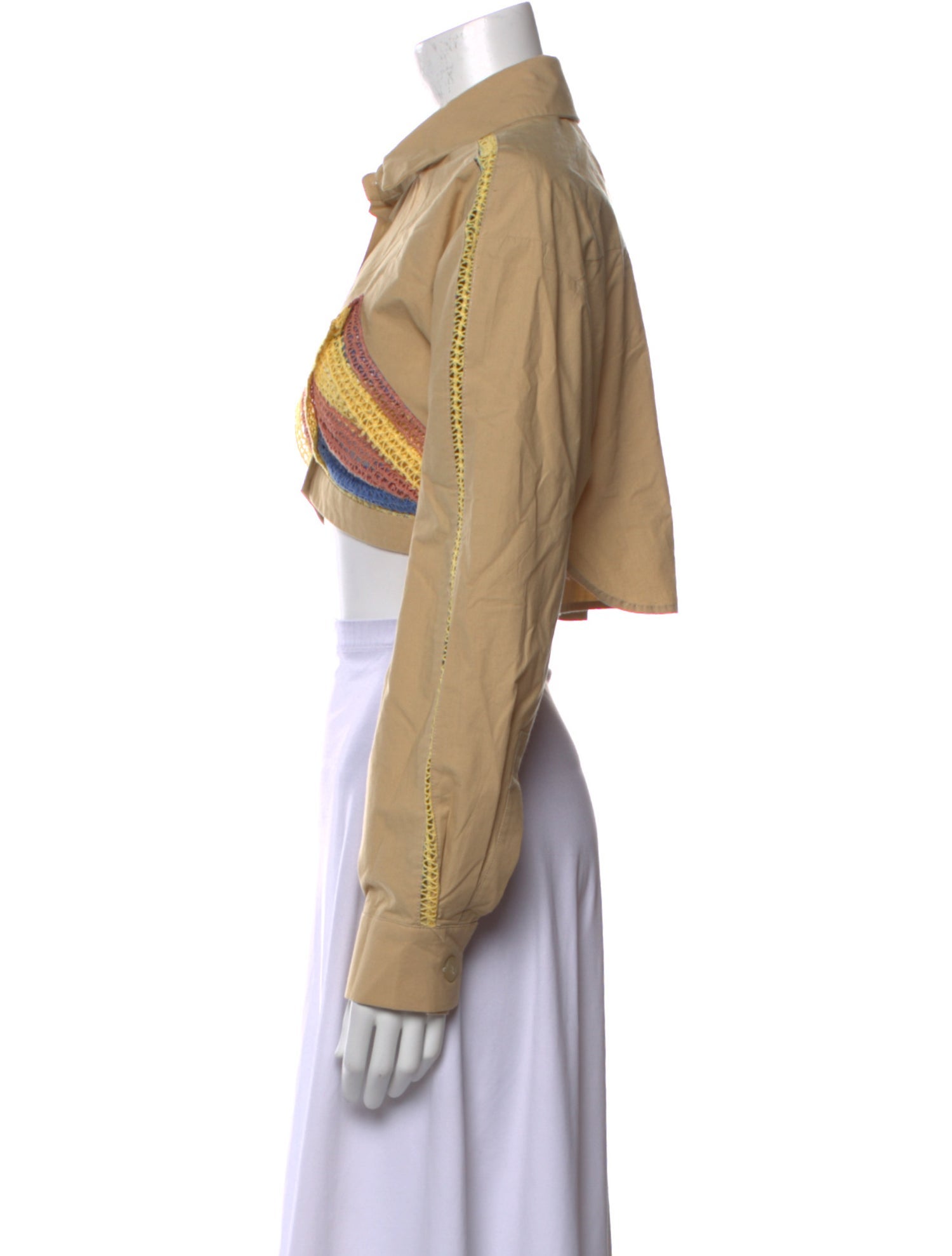 Christopher Esber Graphic Print Long Sleeve Crop Top