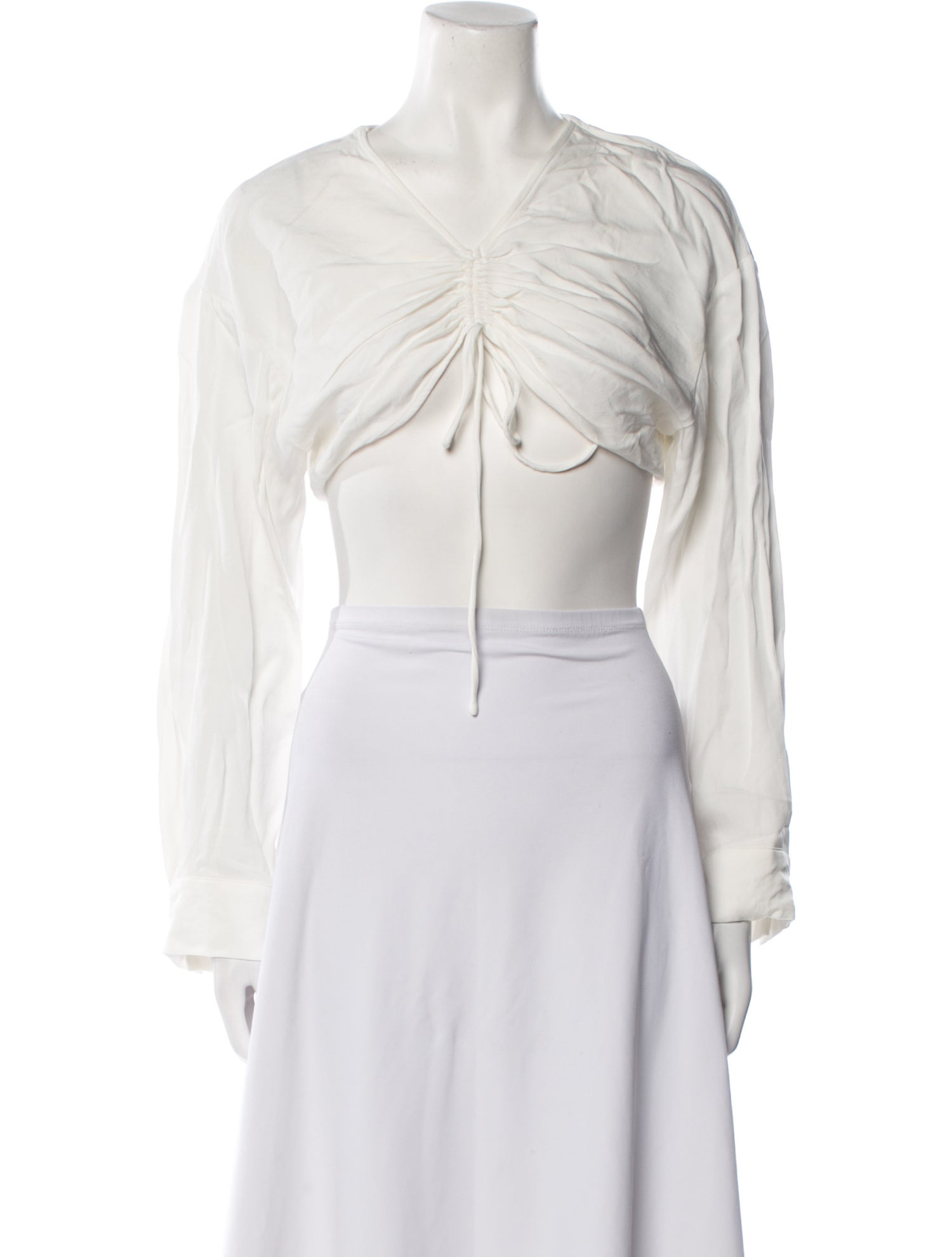 Christopher Esber V-Neck Long Sleeve Crop Top