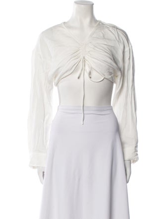 Christopher Esber V-Neck Long Sleeve Crop Top