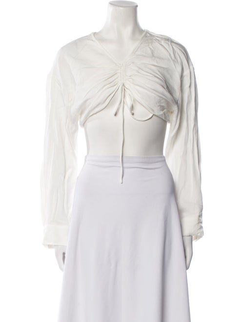 Christopher Esber V-Neck Long Sleeve Crop Top