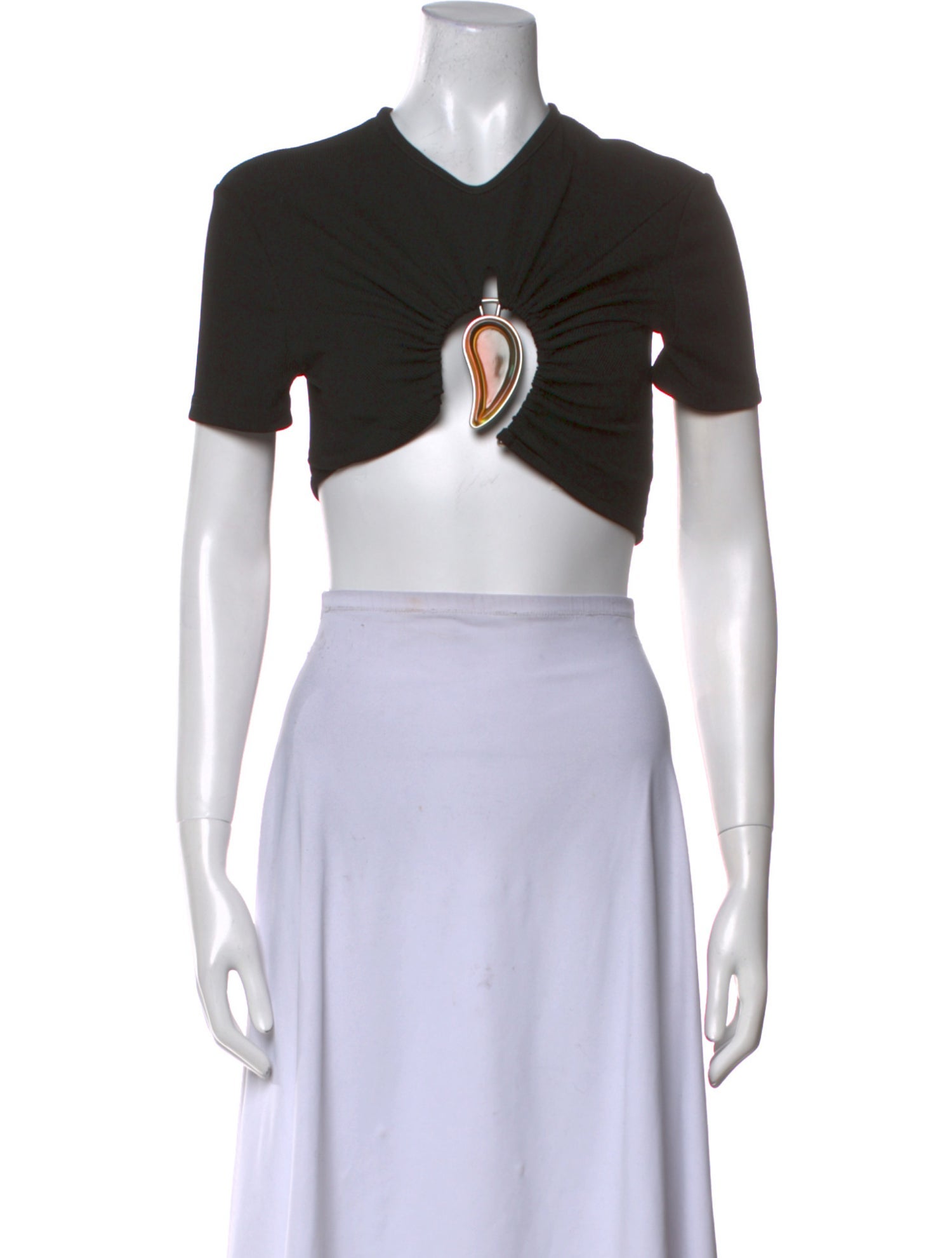 Christopher Esber V-Neck Short Sleeve Crop Top