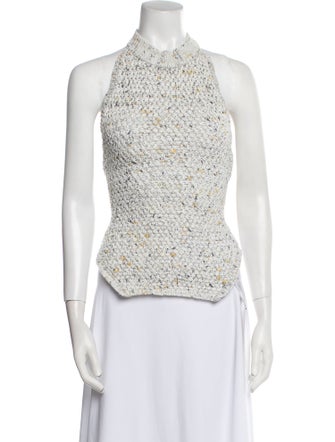 Christopher Esber Floral Print Mock Neck Blouse