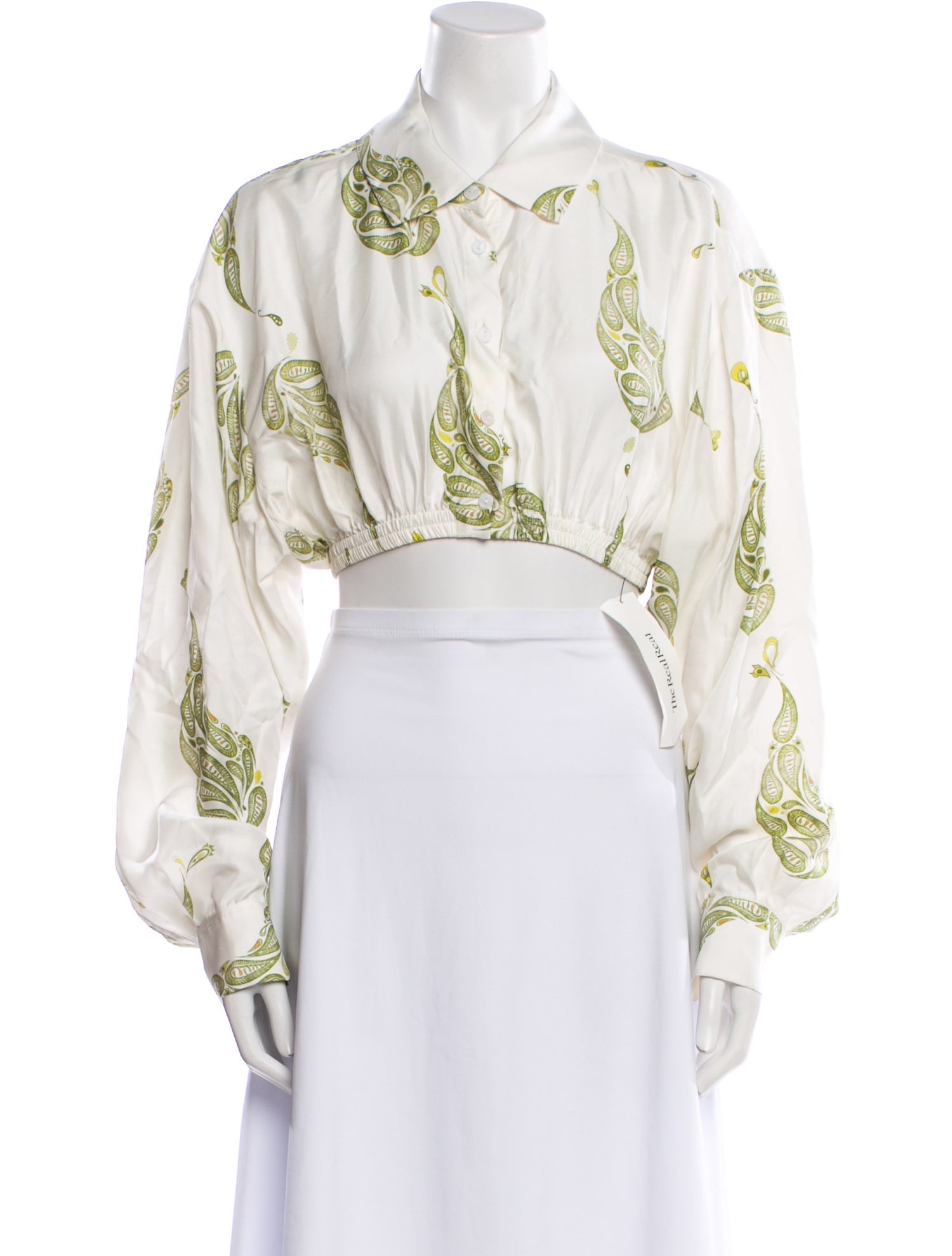 Christopher Esber Silk Paisley Print Crop Top