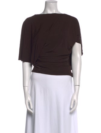 Christopher Esber Bateau Neckline Short Sleeve Crop Top