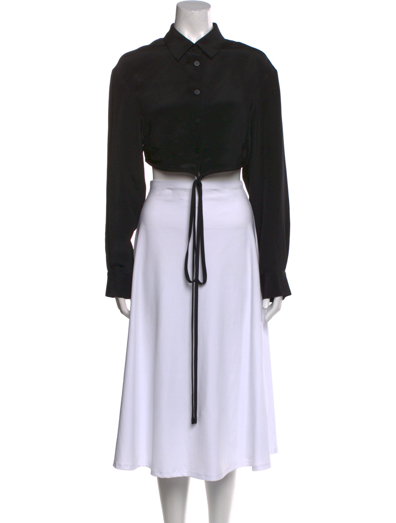 Christopher Esber Silk Long Sleeve Crop Top