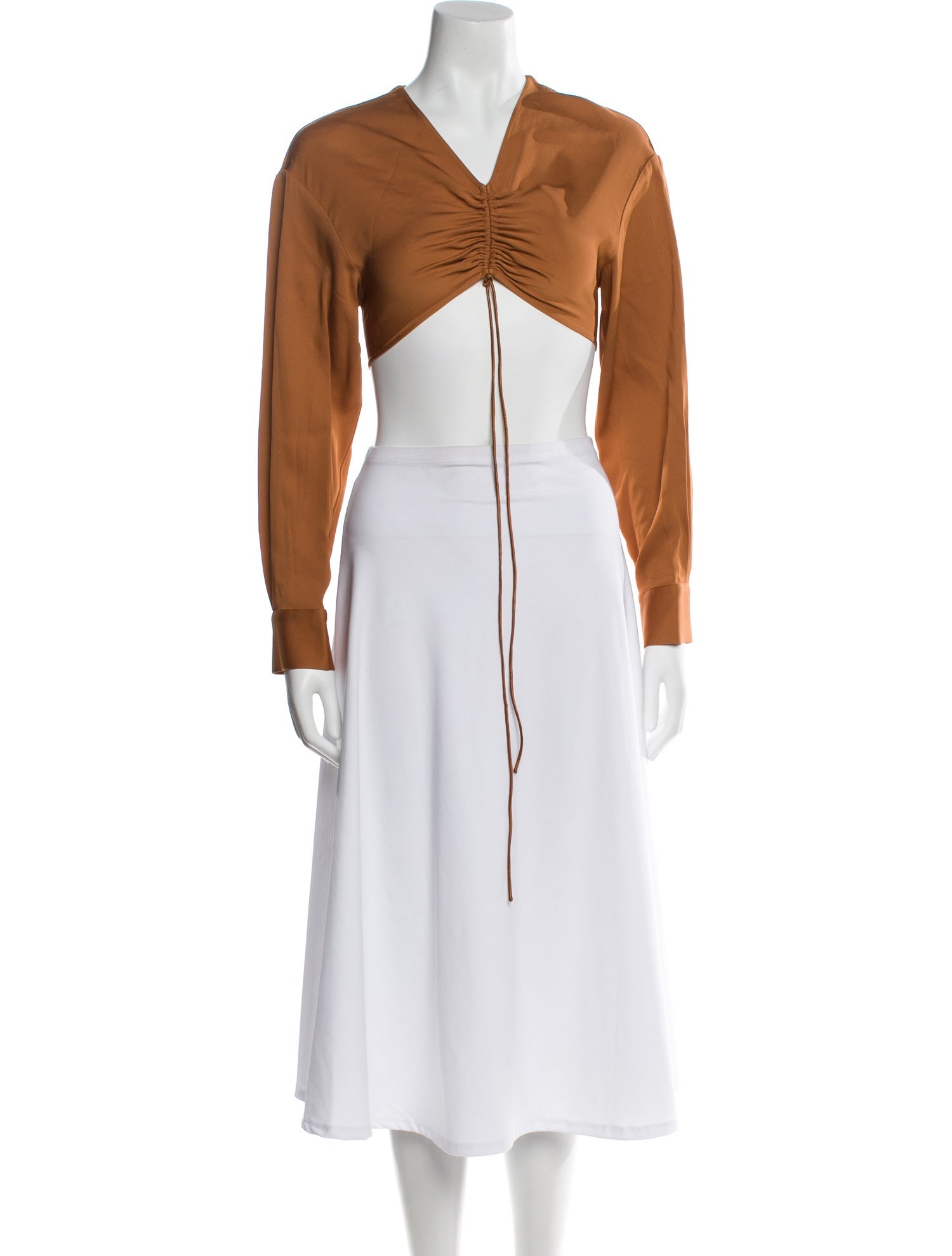 Christopher Esber V-Neck Long Sleeve Crop Top