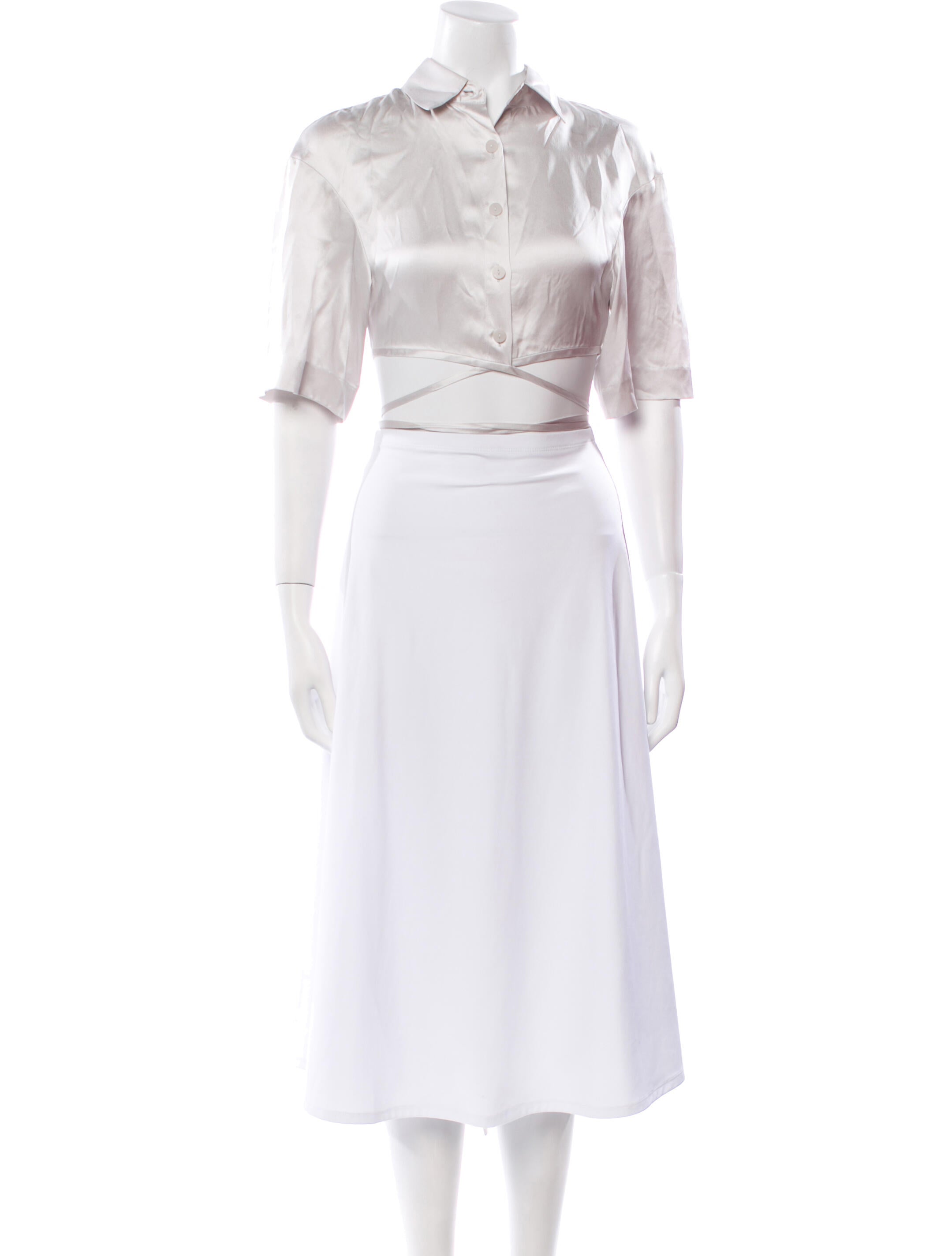 Christopher Esber Silk Short Sleeve Crop Top