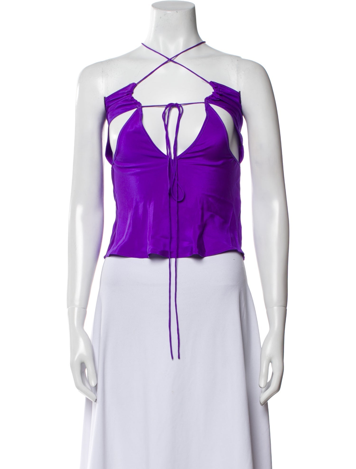 Christopher Esber Silk V-Neck Crop Top