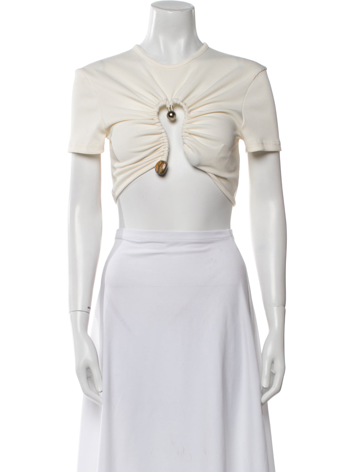 Christopher Esber Crew Neck Short Sleeve Crop Top