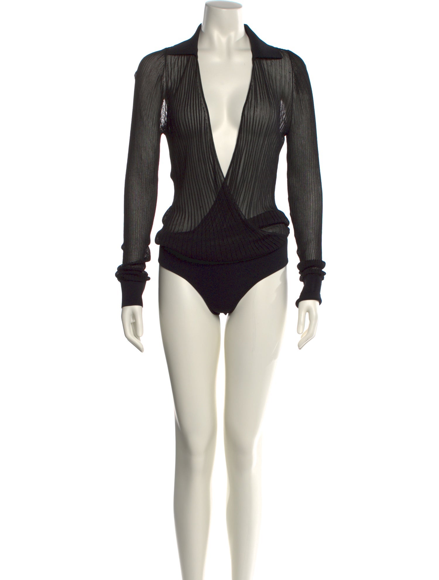 Christopher Esber Plunge Neckline Long Sleeve Bodysuit