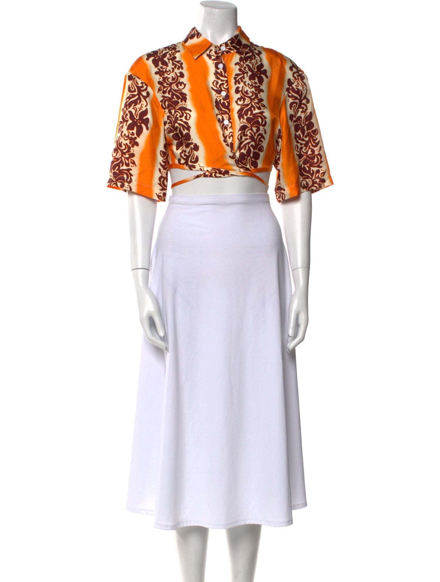 Christopher Esber Silk Printed Crop Top w/ Tags