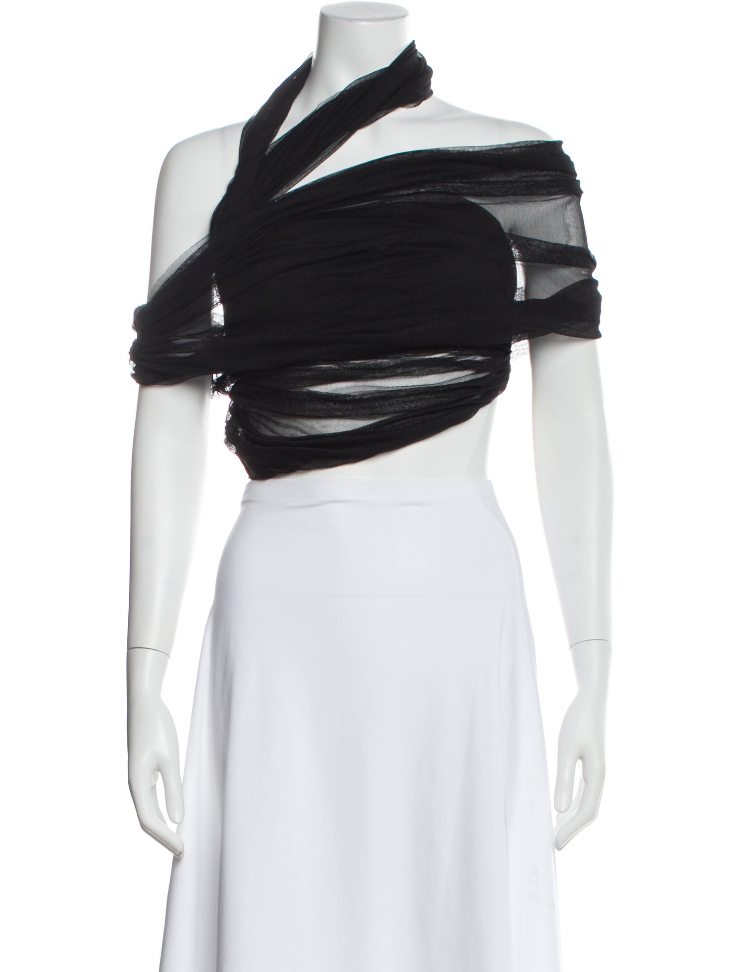 Christopher Esber Silk One-Shoulder Crop Top