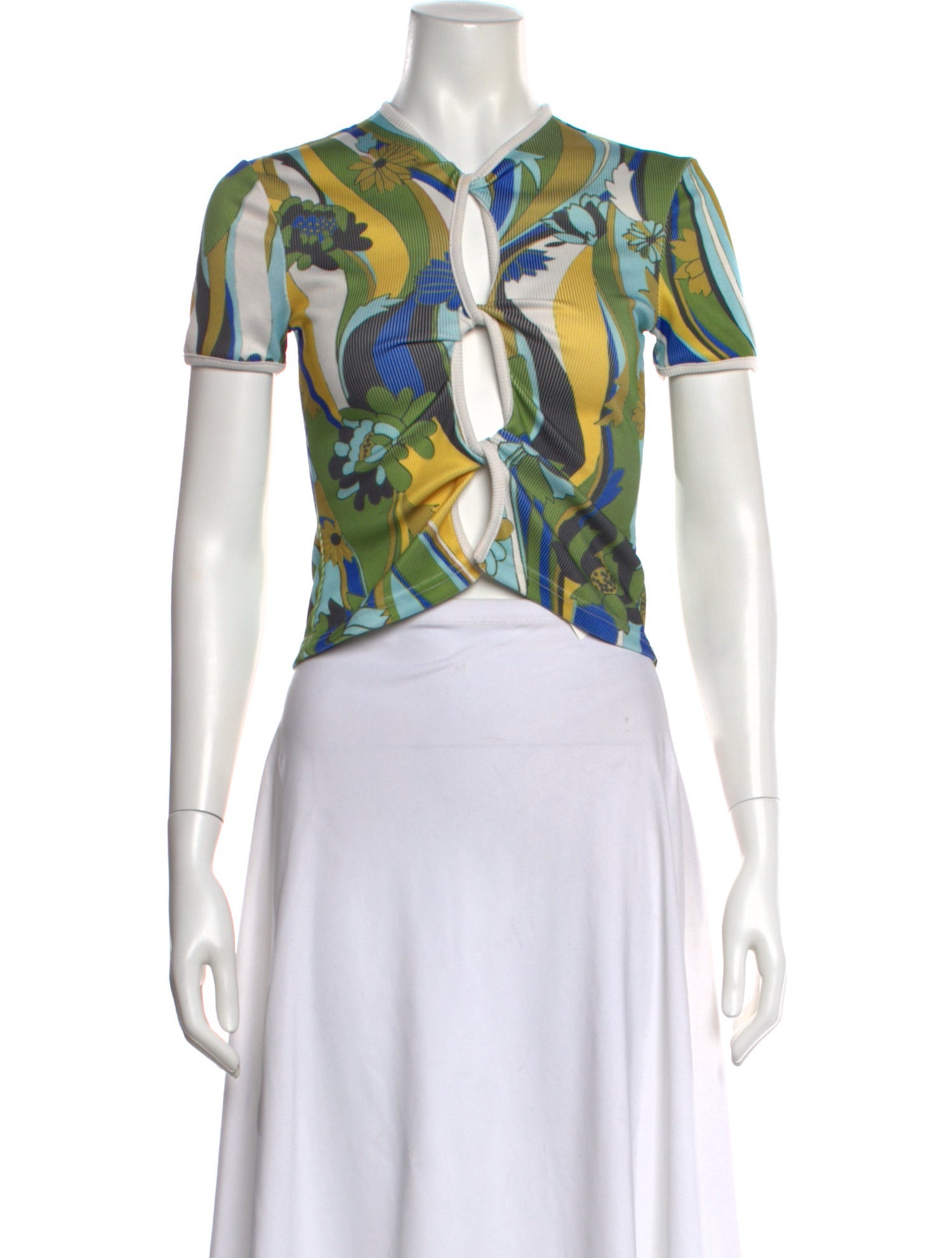 Christopher Esber Floral Print V-Neck Top