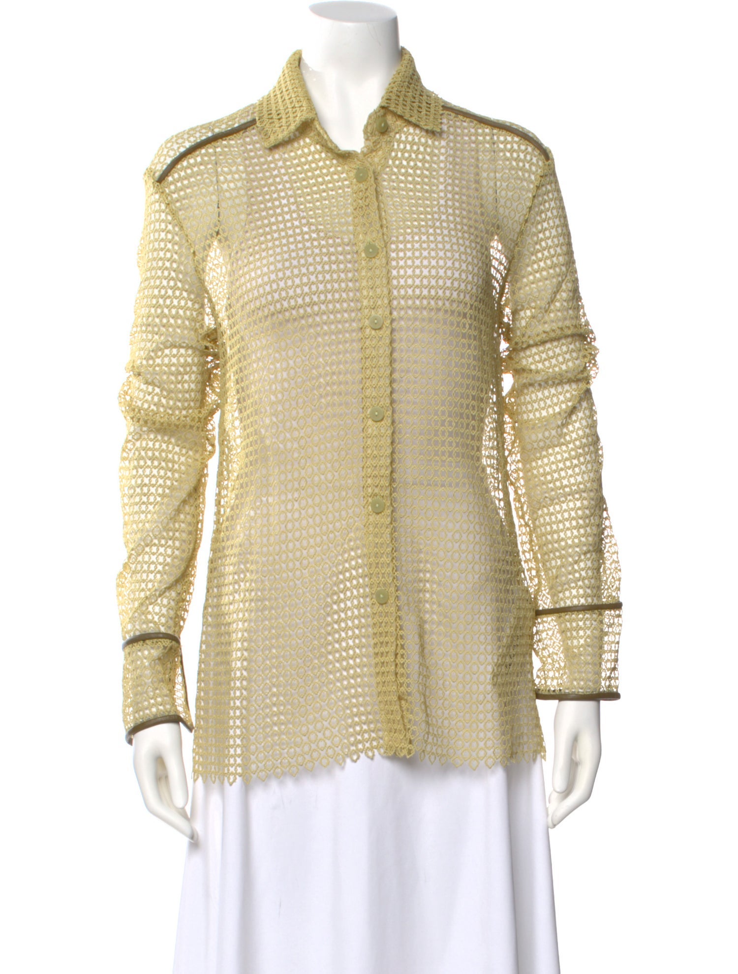 Christopher Esber Patterned Long Sleeve Button-Up Top w/ Tags