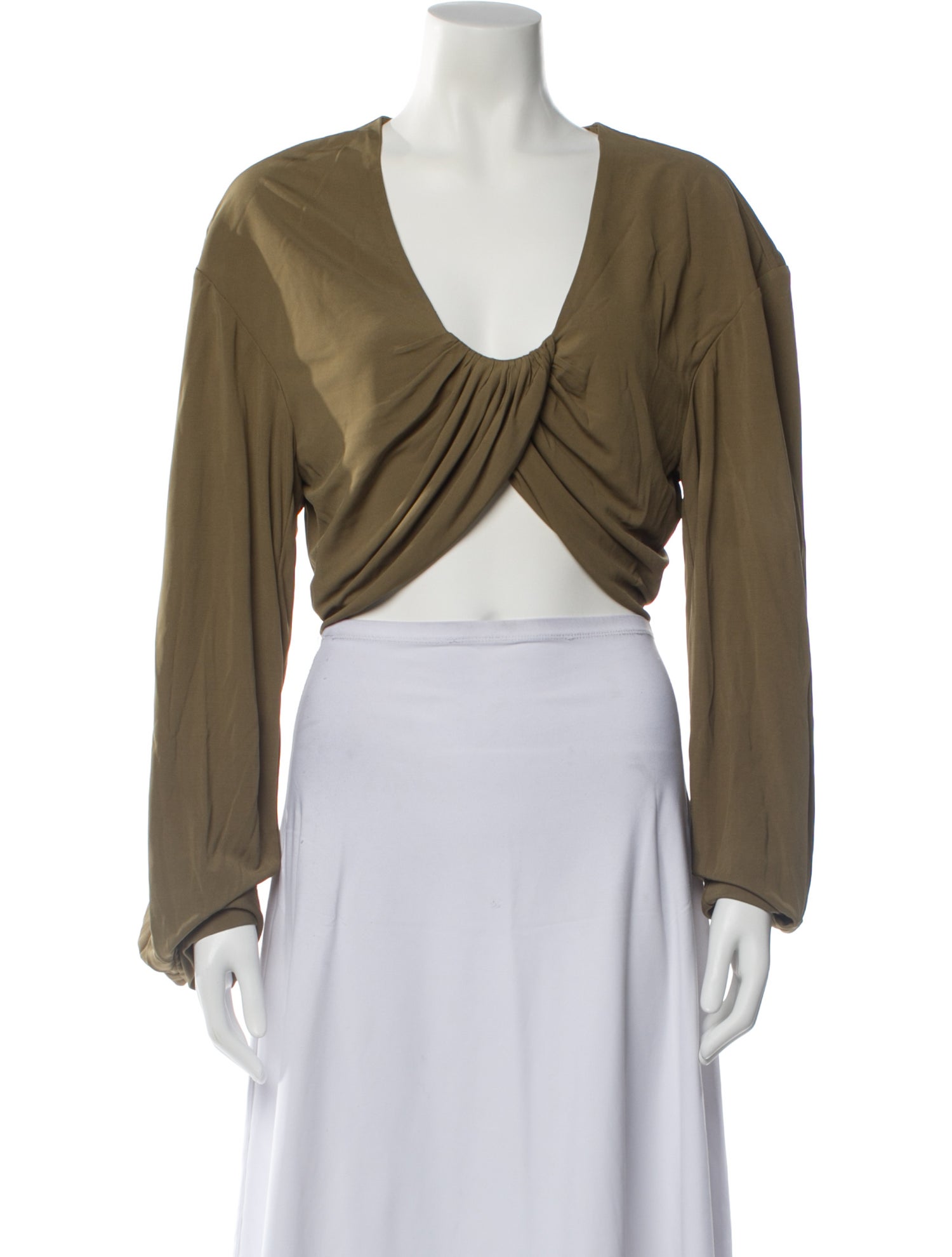 Christopher Esber V-Neck Long Sleeve Crop Top w/ Tags