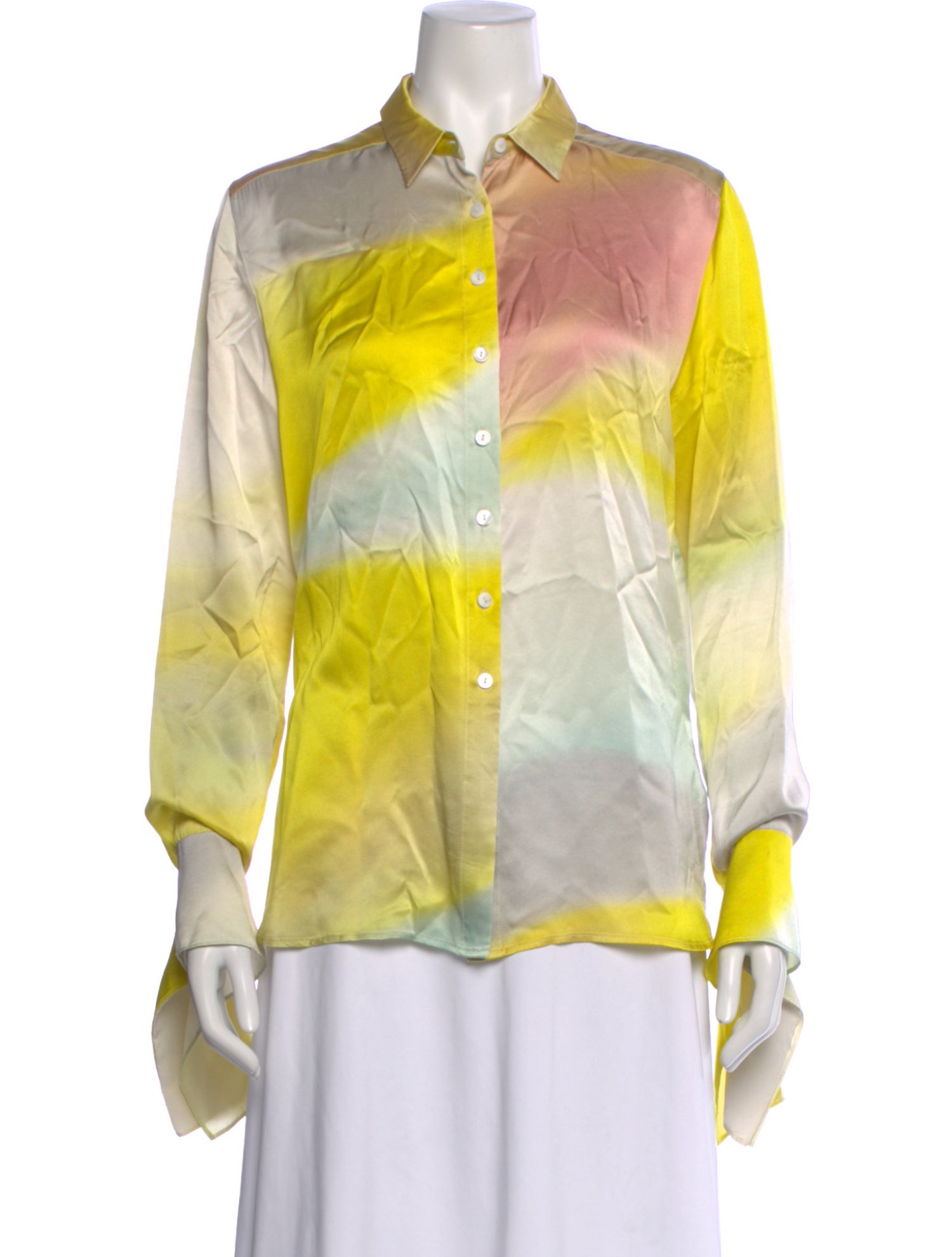 Christopher Esber Silk Tie-Dye Print Button-Up Top