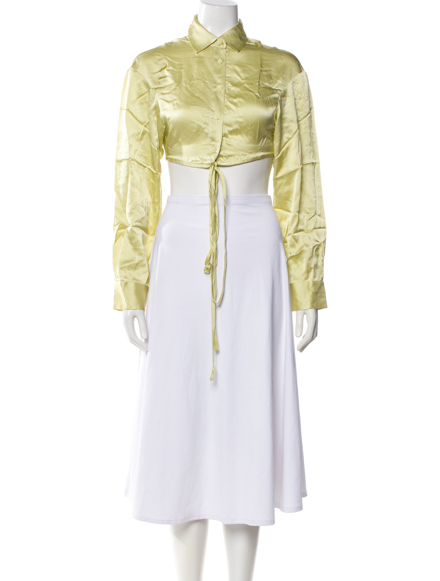 Christopher Esber Silk Long Sleeve Crop Top