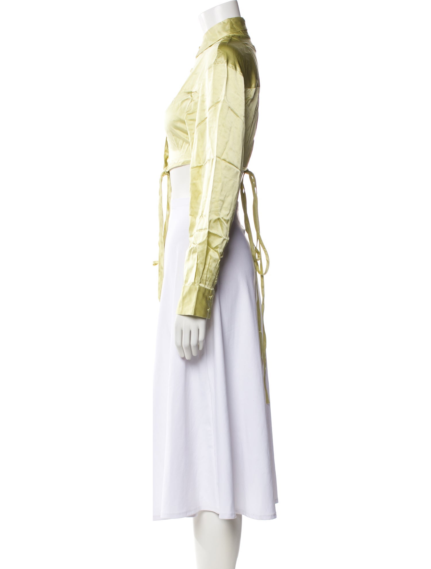 Christopher Esber Silk Long Sleeve Crop Top