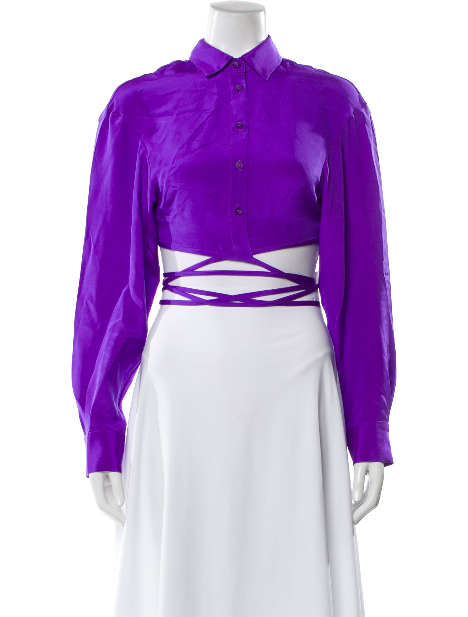 Christopher Esber Silk Long Sleeve Crop Top