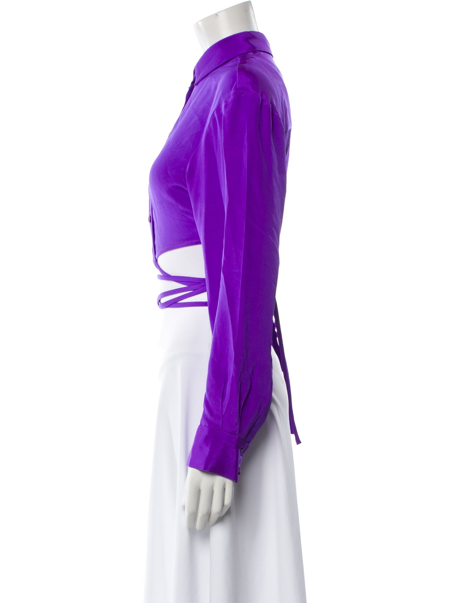 Christopher Esber Silk Long Sleeve Crop Top