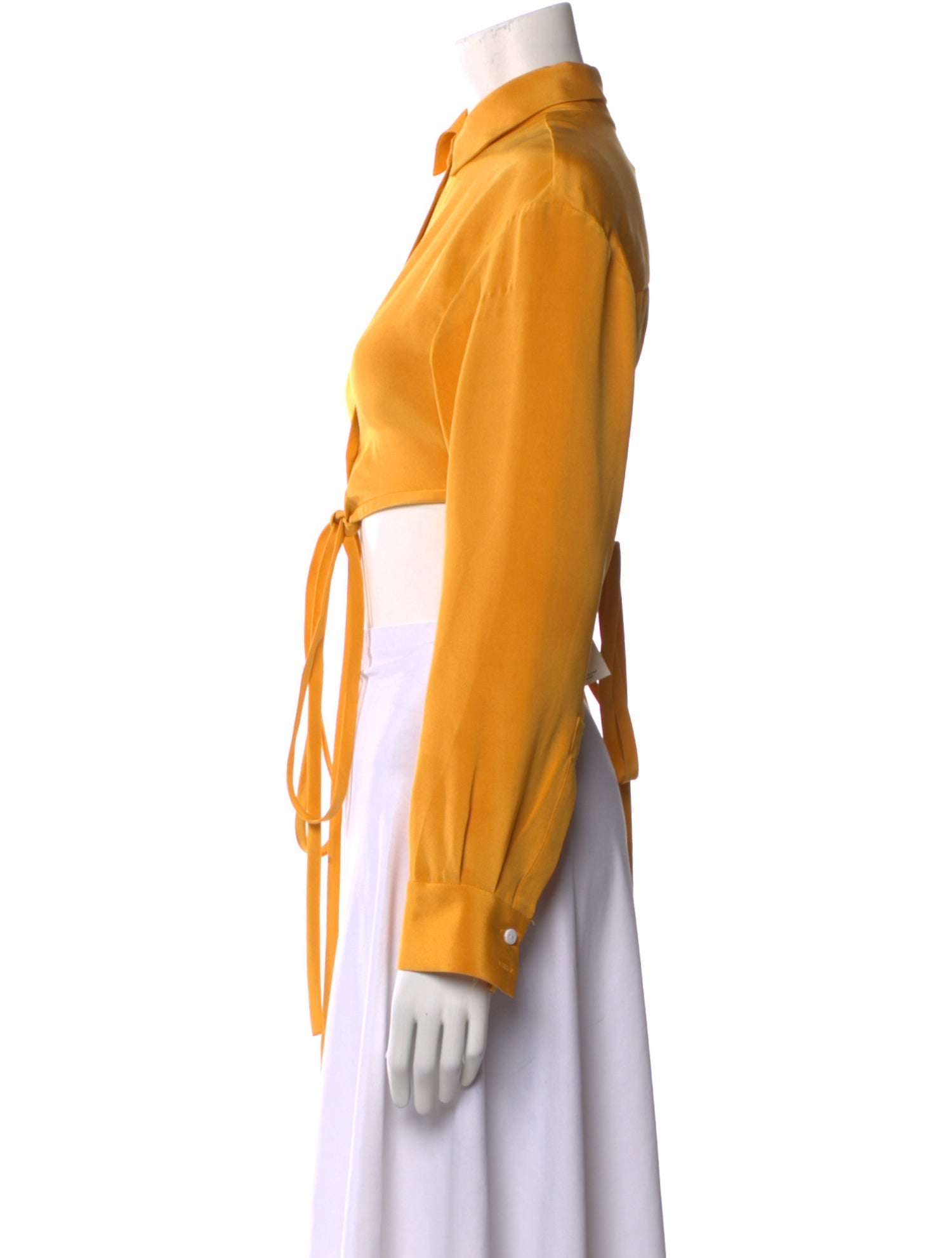 Christopher Esber Silk Long Sleeve Crop Top