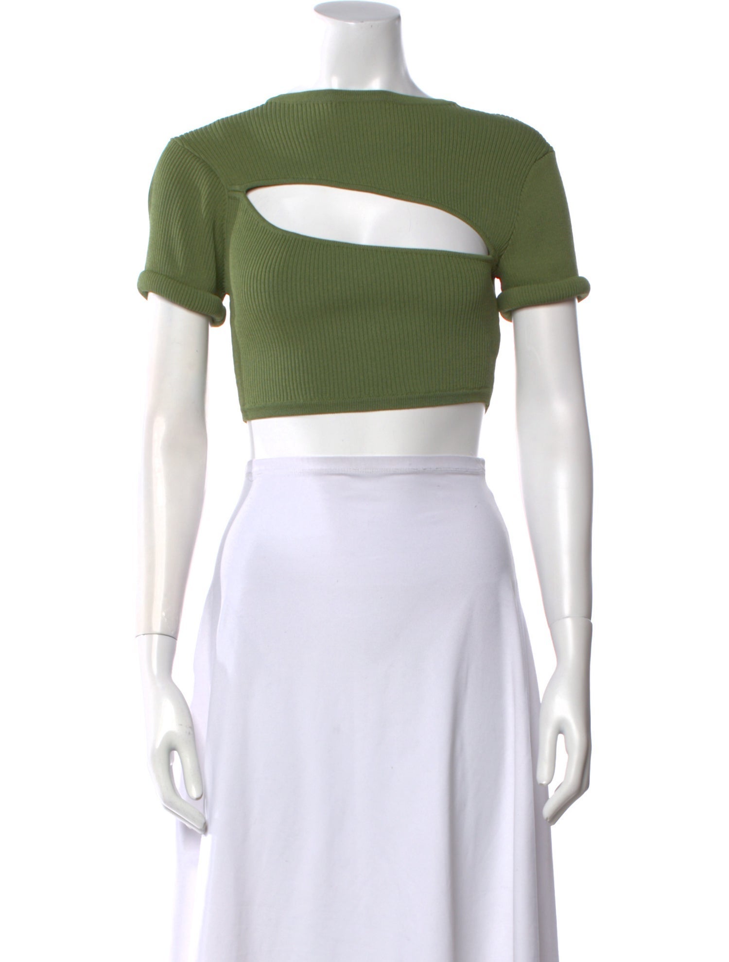 Christopher Esber Crew Neck Short Sleeve Crop Top