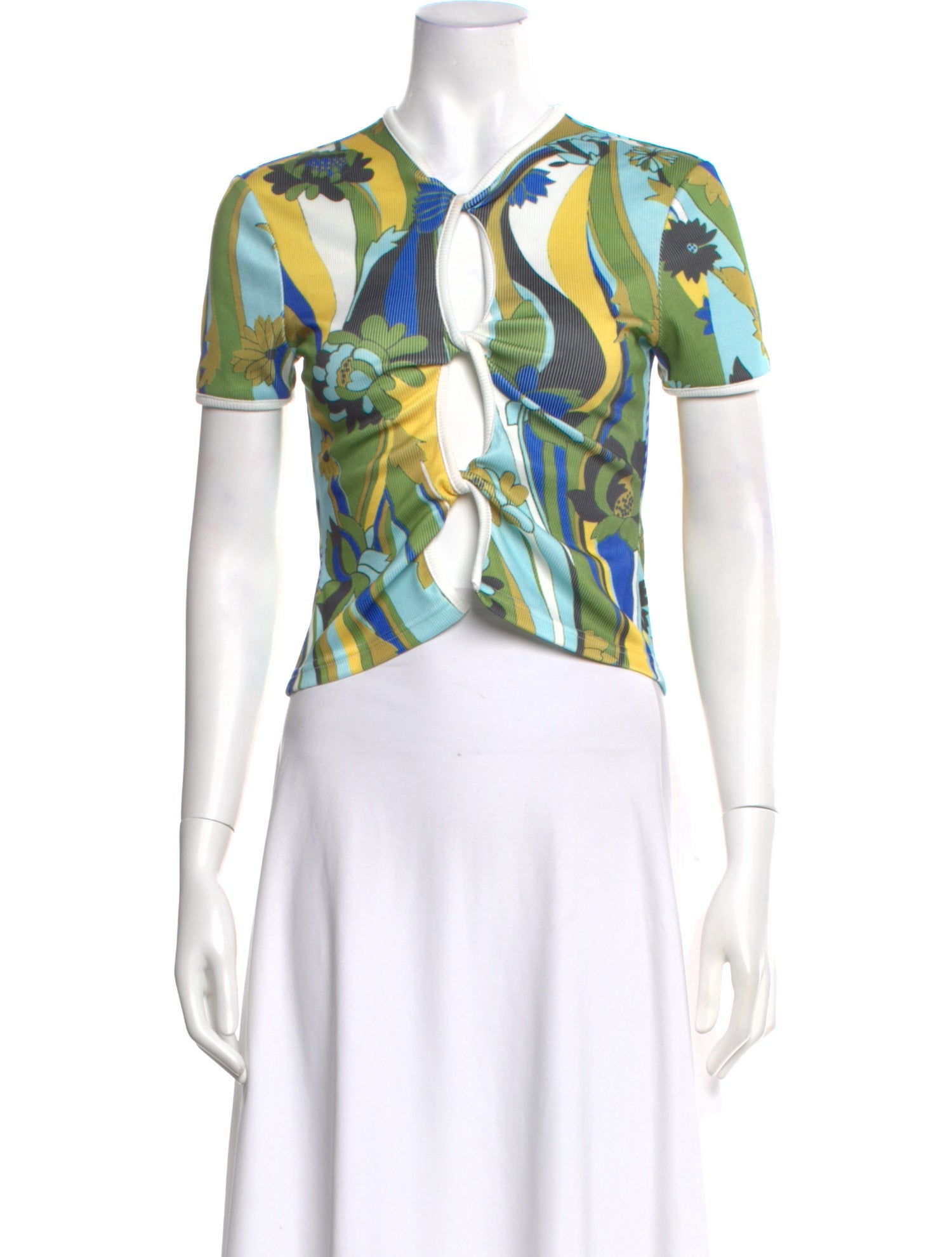 Christopher Esber Floral Print V-Neck Top