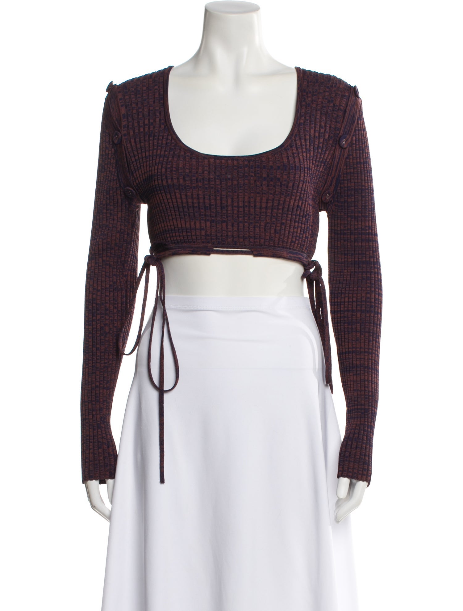 Christopher Esber Scoop Neck Long Sleeve Crop Top