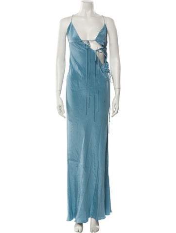 Pre-owned Christopher Esber Silk Long Dress W/ Tags In Blue