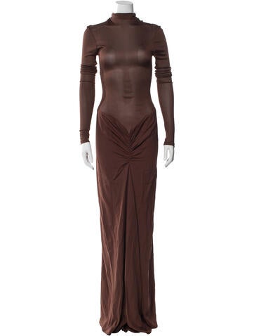 Pre-owned Christopher Esber Turtleneck Long Dress In Brown