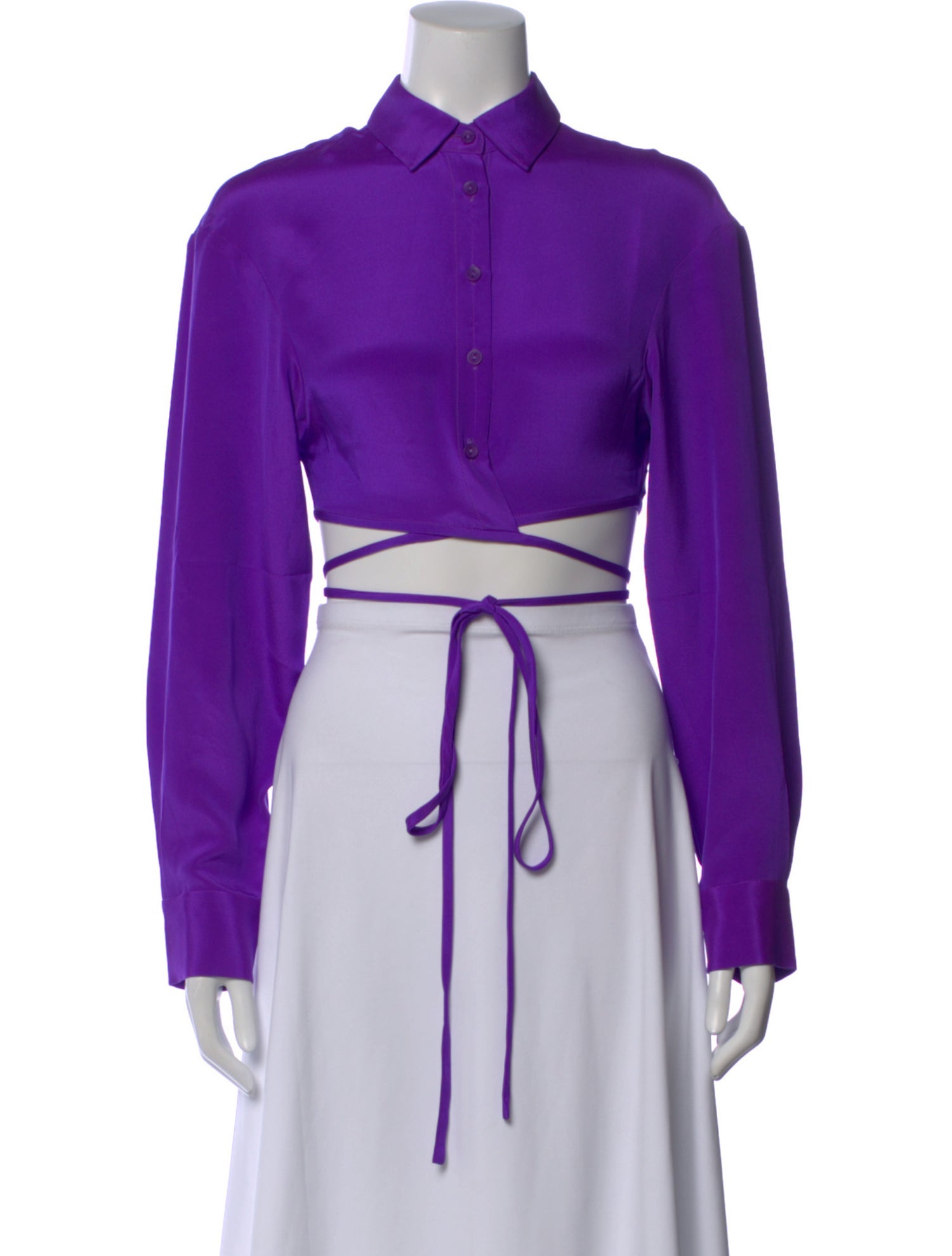 Christopher Esber Silk Long Sleeve Crop Top