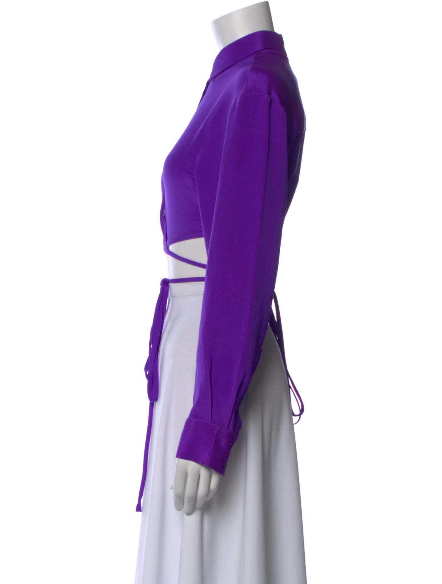 Christopher Esber Silk Long Sleeve Crop Top