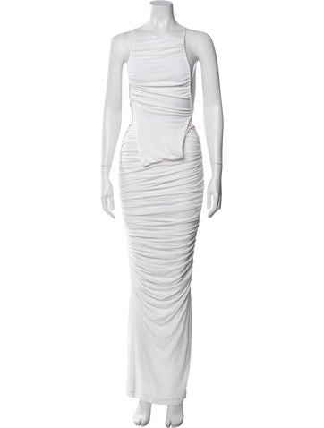 Pre-owned Christopher Esber Halterneck Long Dress In White