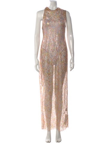 Pre-owned Christopher Esber Printed Long Dress W/ Tags In Multi