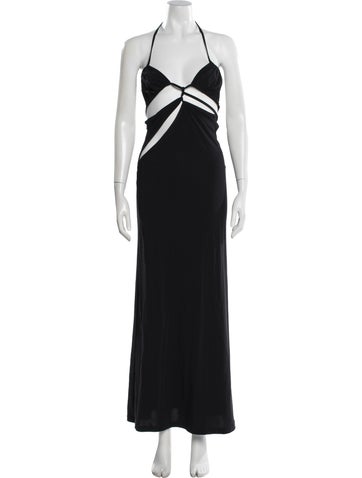 Pre-owned Christopher Esber Halterneck Long Dress In Black
