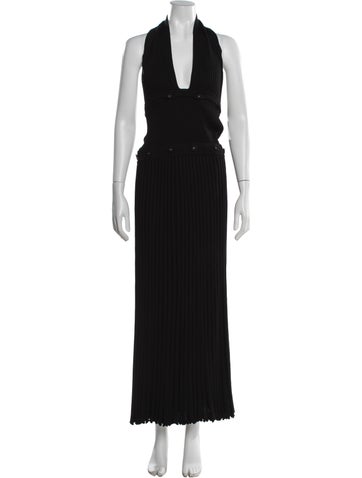 Pre-owned Christopher Esber V-neck Long Dress In Black
