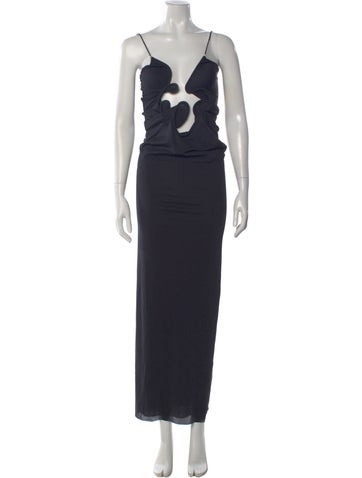 Pre-owned Christopher Esber V-neck Long Dress In Blue