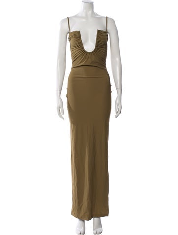 Pre-owned Christopher Esber Square Neckline Long Dress In Green