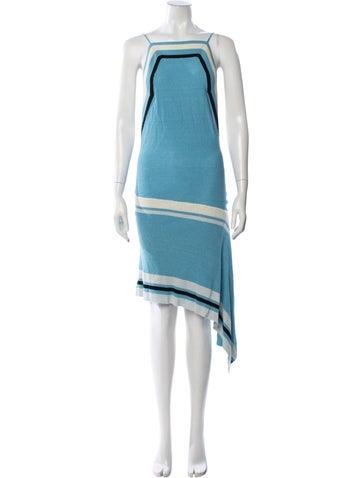 Pre-owned Christopher Esber Striped Midi Length Dress In Blue