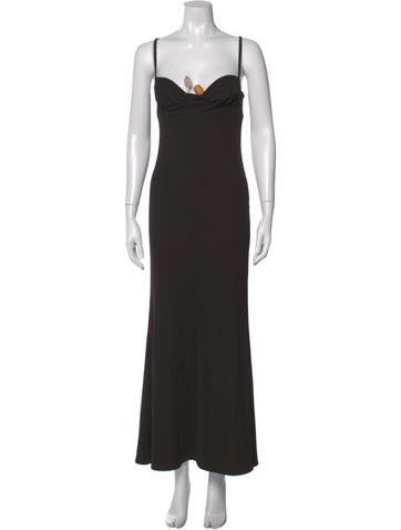 Pre-owned Christopher Esber V-neck Long Dress In Black