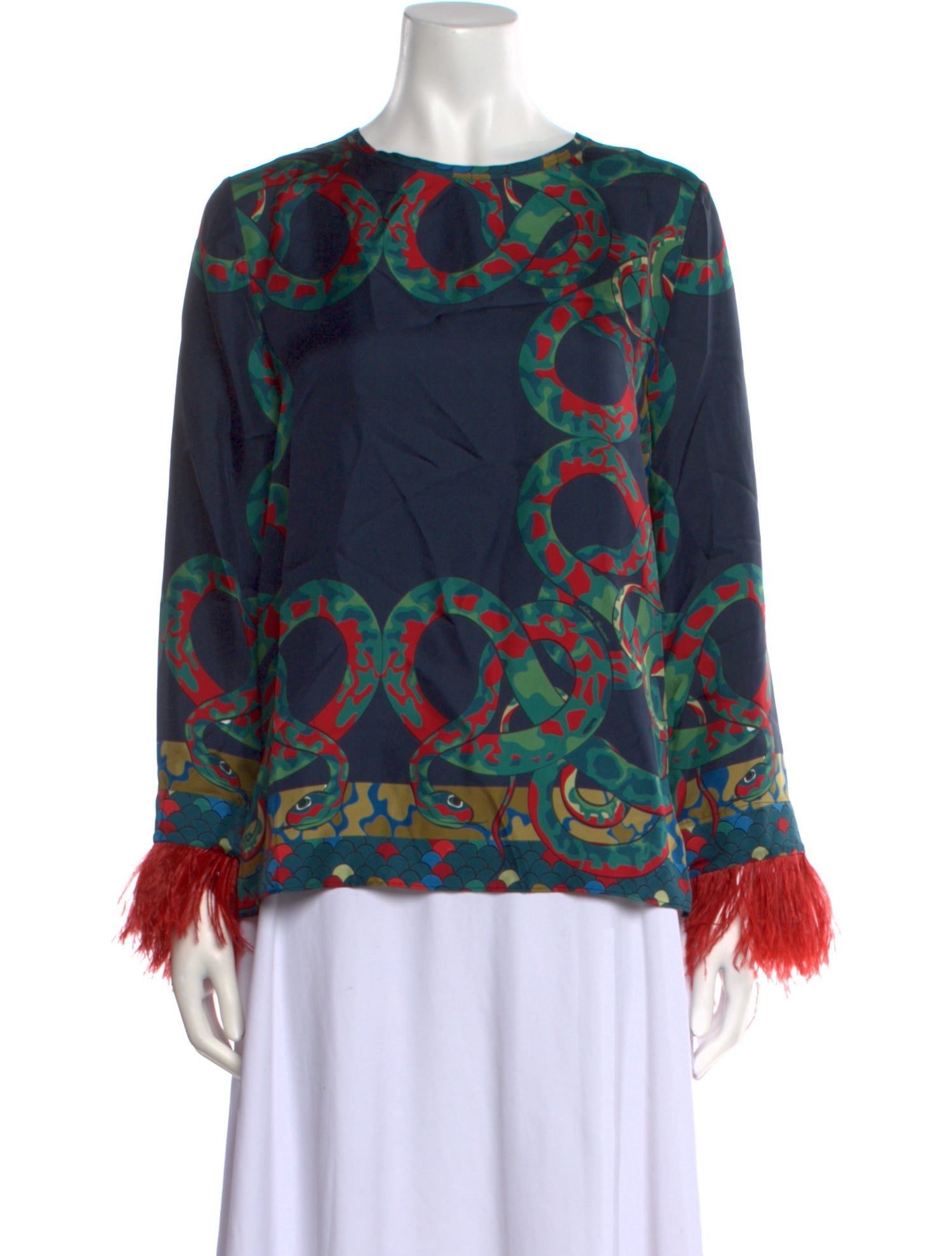 Franco Ferrari Printed Bateau Neckline Blouse