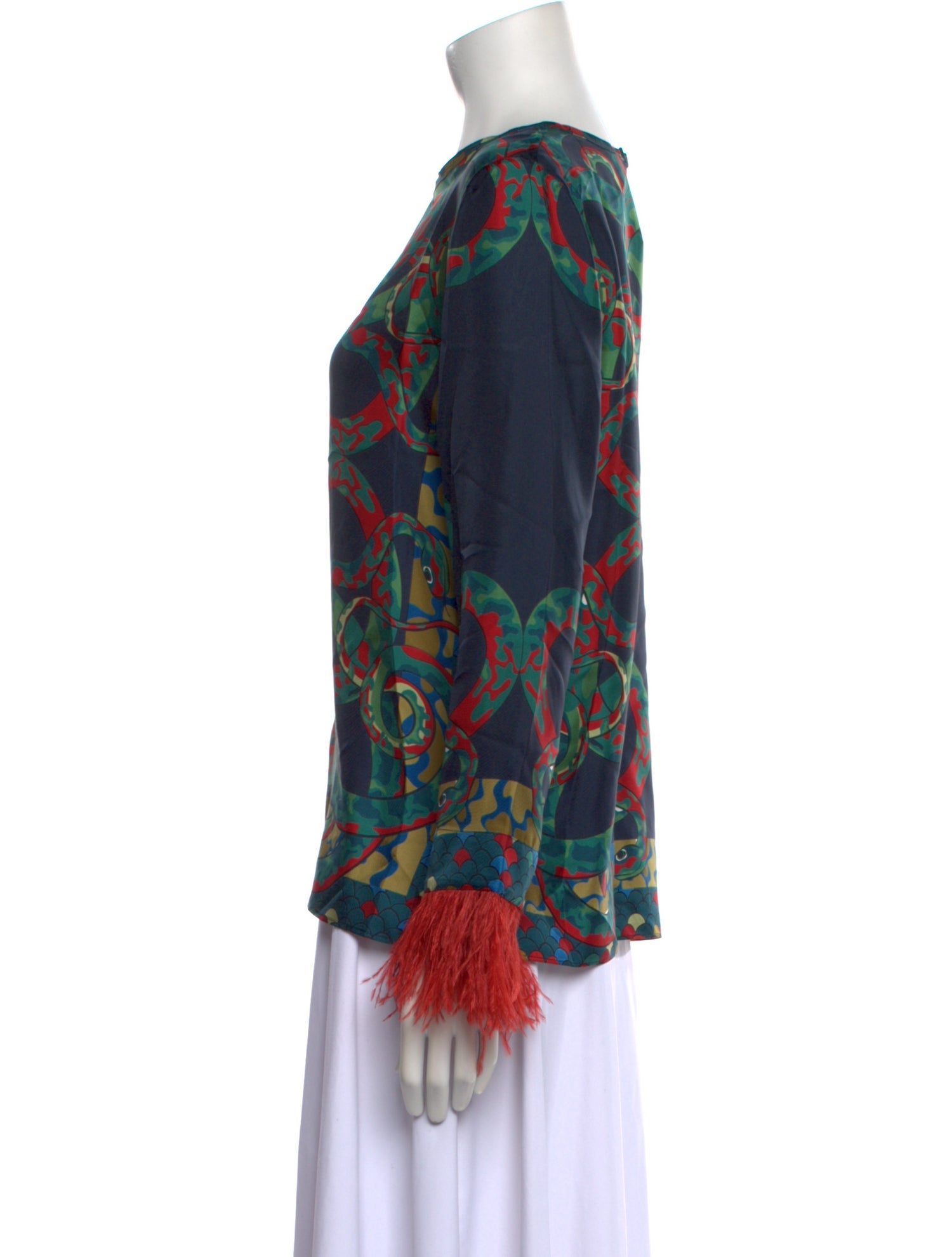 Franco Ferrari Printed Bateau Neckline Blouse